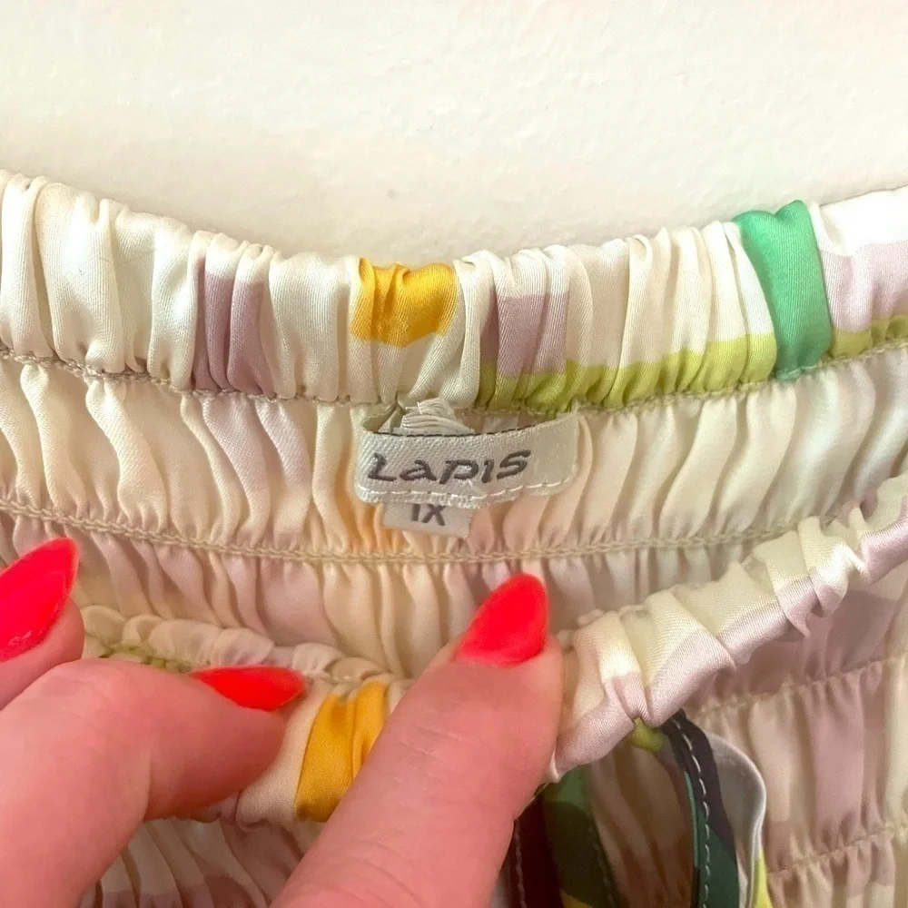 LAPIS Anthropologie Strapless Silky Geometric Print Dress Size 1X - Picture 5 of 5